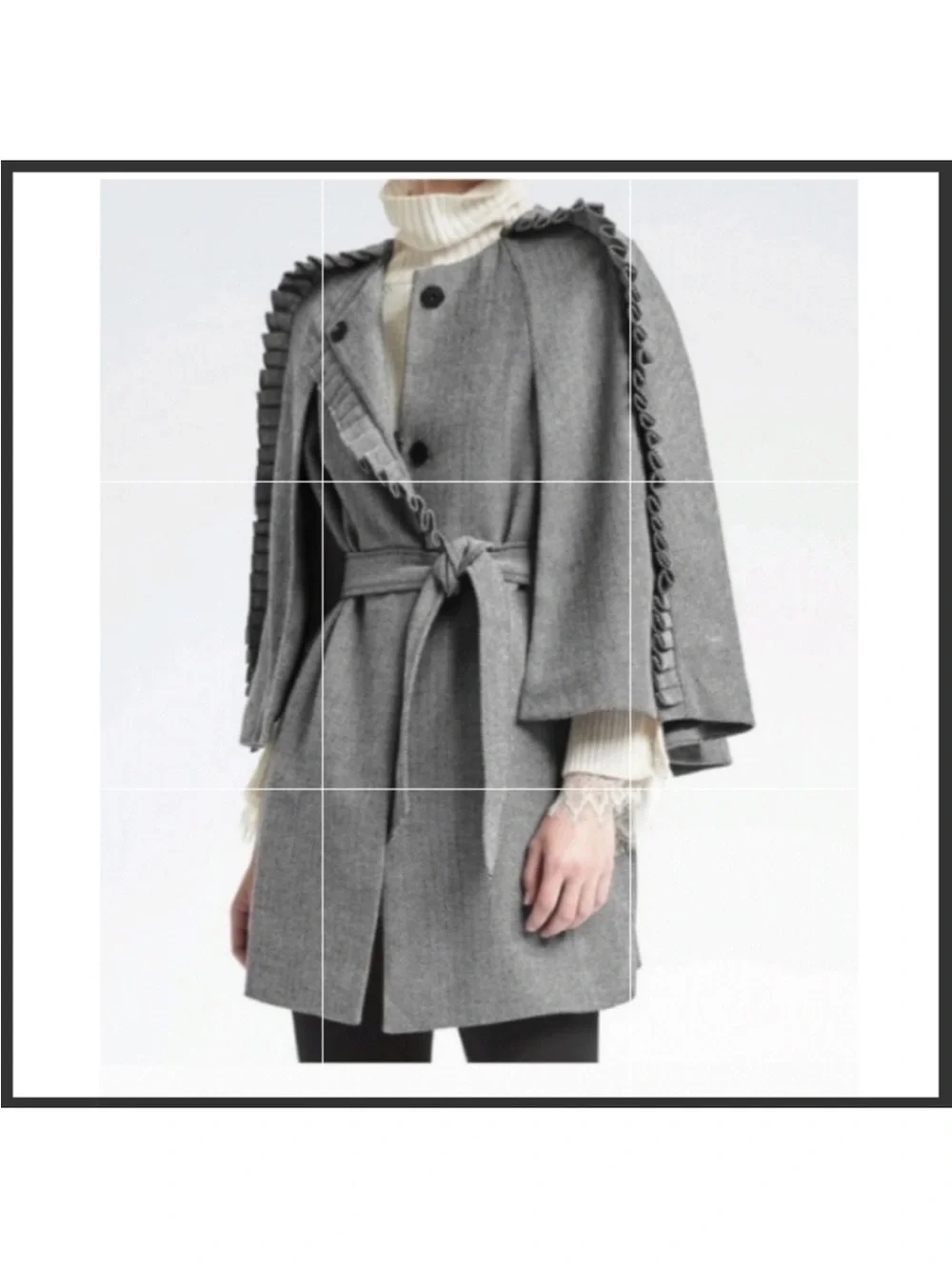 OLIVIA PALERMO FOR BANANA REPUBLIC herringbone cape blazer jacket ruffle S coat